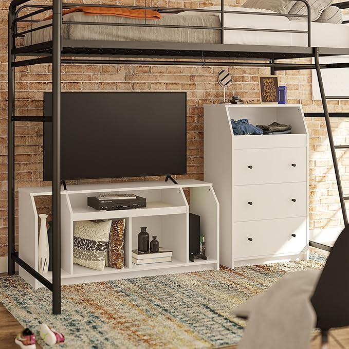 Ameriwood Home The Loft Stand for TVs up to 59", White - LeafyLoom