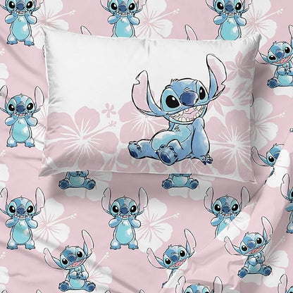 Disney Lilo & Stitch Full Comforter Set - 7 Piece Bedding includes Sheet Set & Pillow Covers - Super Soft Kids Floral Bedding - LeafyLoom