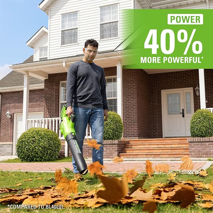 Greenworks 40V (160 MPH / 700 CFM) Cordless Brushless Axial Leaf Blower, 8.0Ah Battery and Charger Included - LeafyLoom