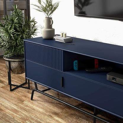 24/7 Shop at Home Quin Modern TV Stand with Storage Drawers, Media Console Cabinet, Entertainment Center for 65 inch Television, Unique Living Room Furniture, Indigo - LeafyLoom