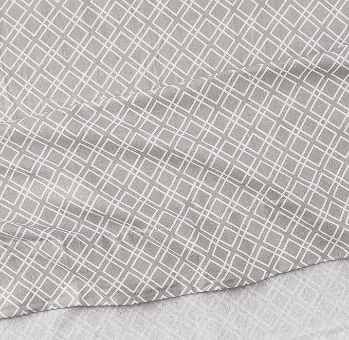 Comfort Spaces Cotton Flannel Breathable Warm Deep Pocket Sheets with Pillow Case Bedding, Cal King, Grey Geo 4 Piece - LeafyLoom