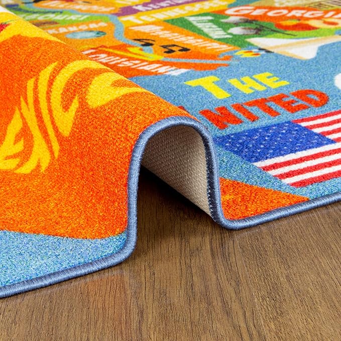 KC Cubs Playtime Collection USA United States Map Educational Learning & Game Area Rug Carpet for Kids and Children Bedrooms and Playroom (3'3" x 4'7") - LeafyLoom