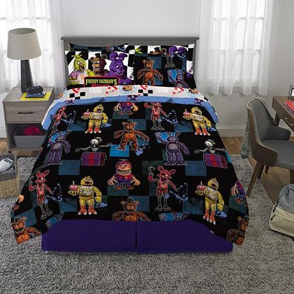 Franco Kids Bedding Super Soft Comforter and Sheet Set with Sham, 7 Piece Full Size, Five Nights At Freddy's - LeafyLoom