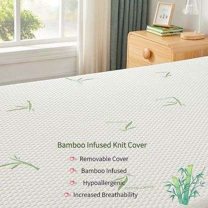 Full Size Mattress, 5 Inch Gel Memory Foam Mattress for Cool Sleep Pressure Relief Bamboo Breathable Cover Medium Firm Full Mattress in a Box, White, CertiPUR-US Certified - LeafyLoom