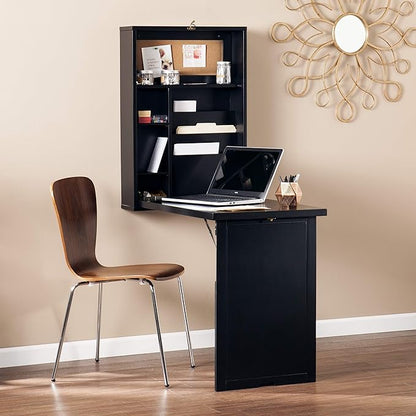 SEI Furniture Convertible Desk, 32.00 in. H x 22.00 in. W x 6.00 in. D, Black - LeafyLoom