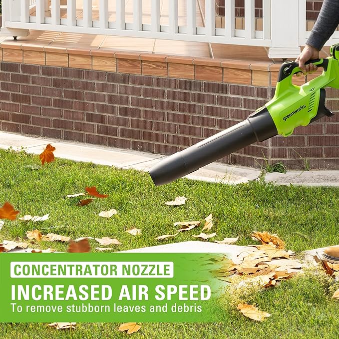 Greenworks 40V (160 MPH / 700 CFM) Cordless Brushless Axial Leaf Blower, 8.0Ah Battery and Charger Included - LeafyLoom