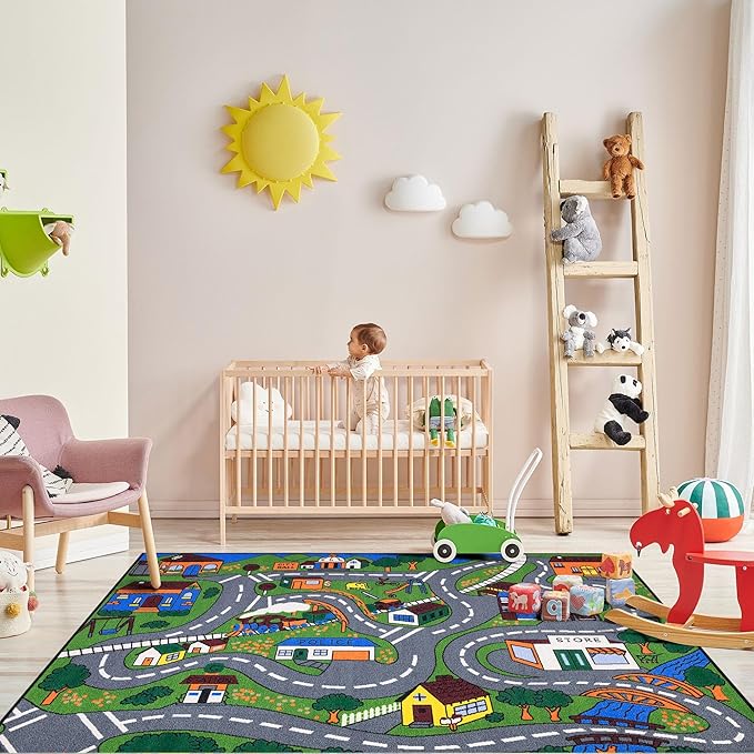 Ottomanson Jenny Children's Collection, Area Rug - 5' x 6'6", Educational Traffic - LeafyLoom