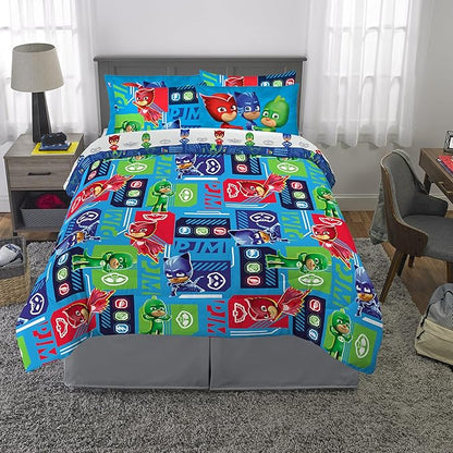 Franco Kids Bedding Super Soft Comforter and Sheet Set with Sham, 7 Piece Full Size, PJ Masks - LeafyLoom