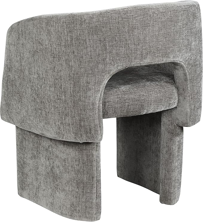 Meridian Furniture Emmet Collection Modern | Contemporary Dining Accent Chair with Rich Fabric, Steel Inner Frame, 26" W x 23.5" D x 30" H, Grey - LeafyLoom