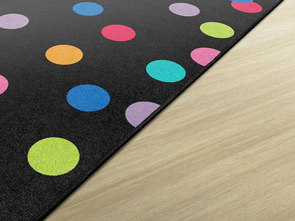 Flagship Carpets Schoolgirl Style Just Teach Rainbow Polka Dots Classroom Area Rug for Indoor Classroom Learning or Kid Bedroom Educational Play Mat, 5'x7'6", Multi - LeafyLoom