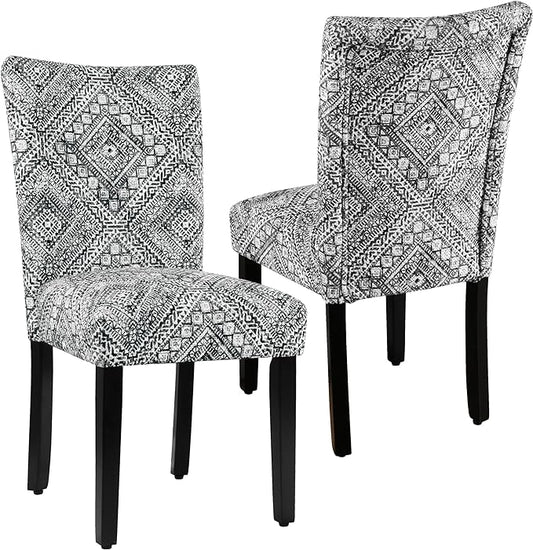 HomePop Parsons Classic Dining Room Tables and Chairs, 2 Packs, Velvet Tribal Pattern - LeafyLoom