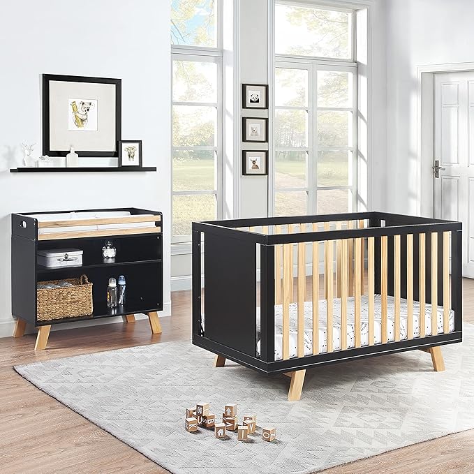 Suite Bebe Livia Convertible Crib in Black & Natural - LeafyLoom