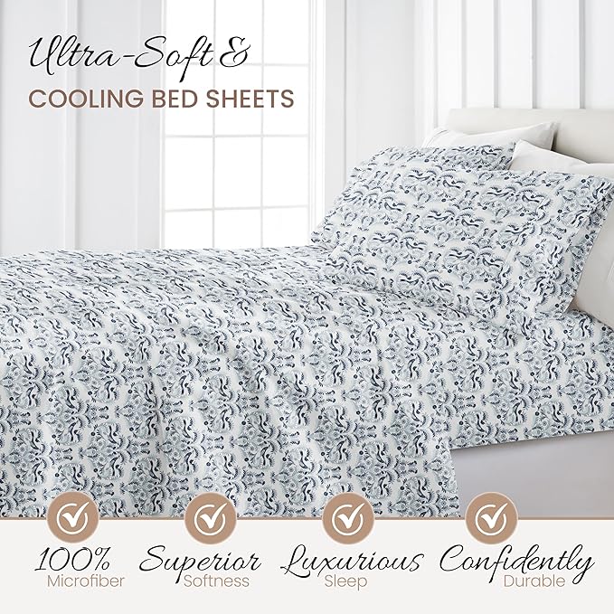 Linen Market 4 Piece California King Bedding Sheet Set (Navy Blue) - Sleep Better Than Ever with These Ultra-Soft Cooling Bed Sheets for Your California King Size Bed - Deep Pocket Fits 16" Mattress - LeafyLoom