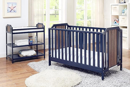 Suite Bebe Brees Convertible Island Crib in Midnight Blue and Vintage Walnut, 53.5x37.5x30.5 Inch (Pack of 1) - LeafyLoom