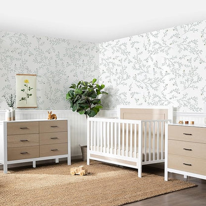 Carter's by DaVinci Radley 4-in-1 Convertible Crib in White & Coastwood, Greenguard Gold Certified - LeafyLoom