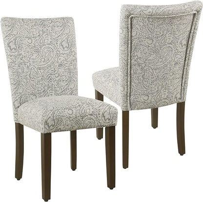 HomePop Parsons Classic Dining Room Tables and Chairs, Pack of 2, Light Grey Floral - LeafyLoom