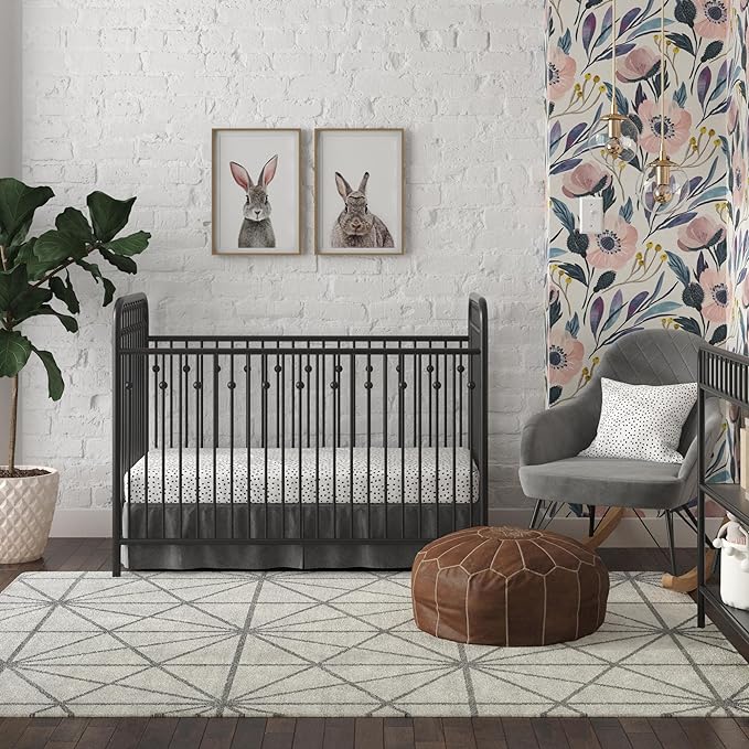 Little Seeds Monarch Hill Ivy Metal Baby Crib, Black - LeafyLoom