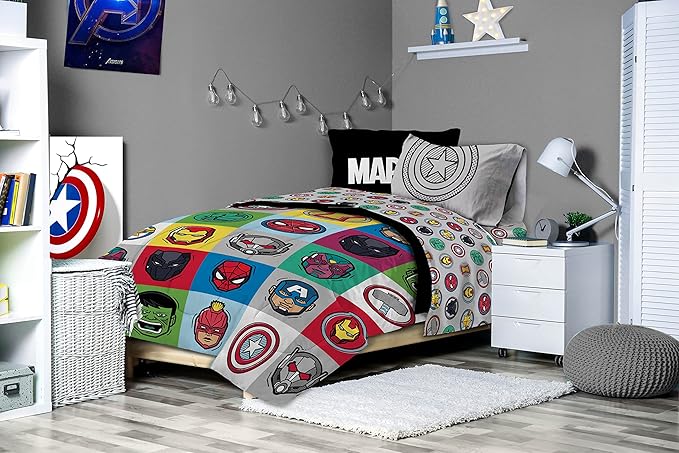 Jay Franco Marvel Avengers Pop 7 Piece Full Size Bed Set - includes Comforter & Sheet Set - Super Soft Fade Resistant Microfiber (Official Marvel Product) - LeafyLoom