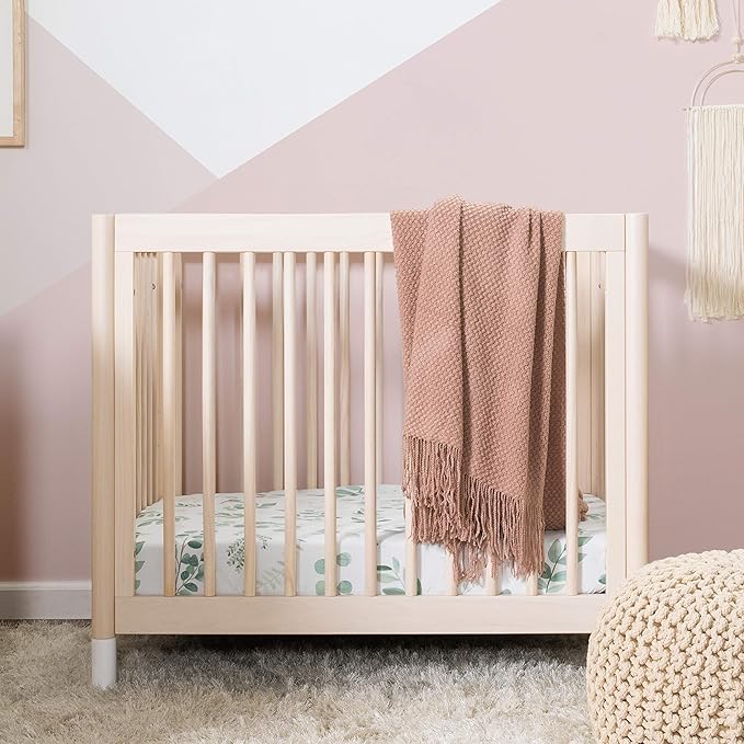 Babyletto Gelato 4-in-1 Convertible Mini Crib in Washed Natural and White, Greenguard Gold Certified - LeafyLoom