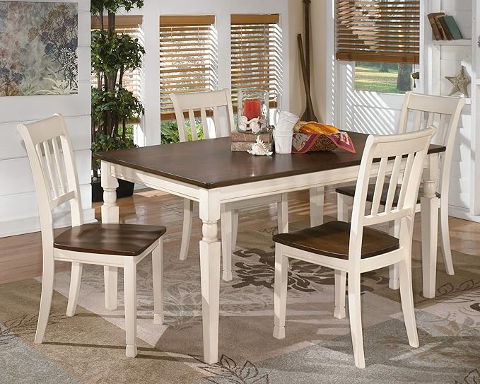 Signature Design by Ashley Whitesburg Cottage Rake Back Dining Chair, Set of 2, Brown & Off-White - LeafyLoom