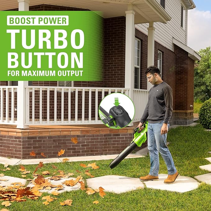 Greenworks 40V (160 MPH / 700 CFM) Cordless Brushless Axial Leaf Blower, 8.0Ah Battery and Charger Included - LeafyLoom