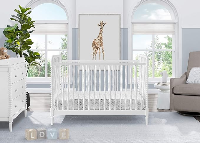 Delta Children Saint 4-in-1 Convertible Crib - Greenguard Gold Certified, Bianca White - LeafyLoom