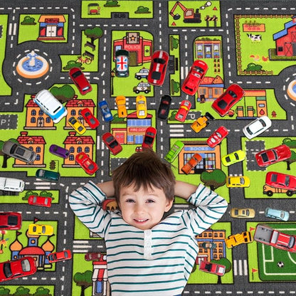 Zareas 3x5 Feet Kids Area Rug Play mat Car Rug for Playroom, Children Educational City Traffic Road Map Fun Car Carpet, Car Rug for Boys Bedroom, Upgrade Anti-Skid Rectangular for Kids Rugs, 60''x36'' - LeafyLoom