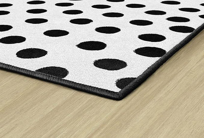 Flagship Carpets Schoolgirl Style Picasso Painted Dots Classroom Area Rug for Indoor Classroom Learning or Kid Bedroom Educational Play Mat, 5'x7'6", White - LeafyLoom