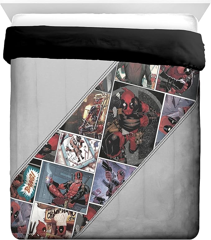 Jay Franco Marvel Deadpool Bite Me Queen Comforter & Sham Set - Super Soft Kids Bedding - Fade Resistant Microfiber (Official Marvel Product) - LeafyLoom