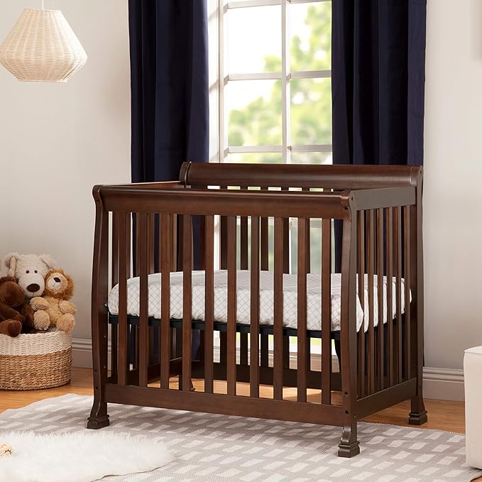 DaVinci Kalani 4-in-1 Convertible Mini Crib in Espresso | Greenguard Gold Certified - LeafyLoom