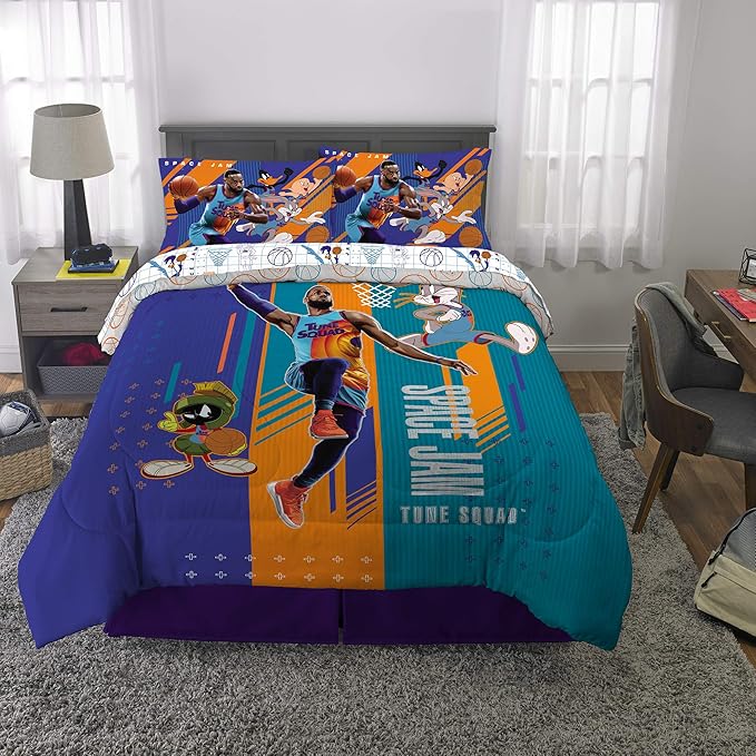 Franco Kids Bedding Super Soft Comforter and Sheet Set, 5 Piece Full Size, Space Jam 2 A New Legacy - LeafyLoom