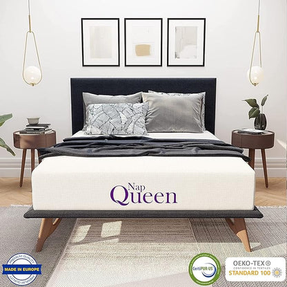 NapQueen Queen Mattress, 12 Inch Elizabeth Cooling Gel Memory Foam Mattress, Queen Bed Mattress in a Box, CertiPUR-US Certified, Medium Firm, Breathable Soft Fabric Cover - LeafyLoom