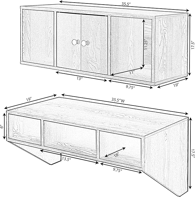 Wall Mounted Office Computer Desk and Floating Hutch Cabinet, White - LeafyLoom