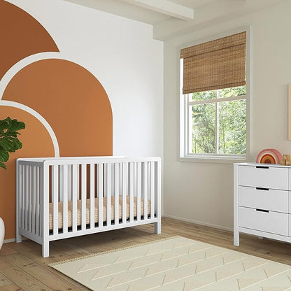 Carter's by DaVinci Colby 4-in-1 Low-Profile Convertible Crib in White, Greenguard Gold Certified - LeafyLoom