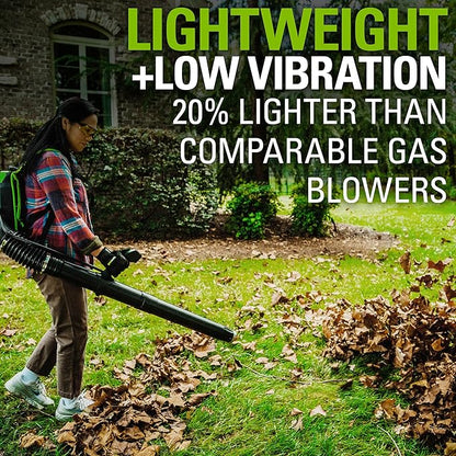 Greenworks 80V (180 MPH / 610 CFM / 75+ Compatible Tools) Cordless Brushless Backpack Blower, Tool Only - LeafyLoom