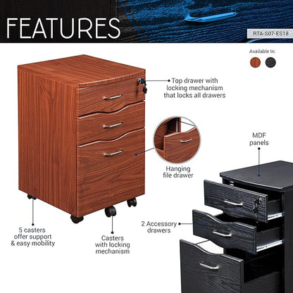 Techni Mobili Rolling Storage and File Cabinet, Espresso - LeafyLoom