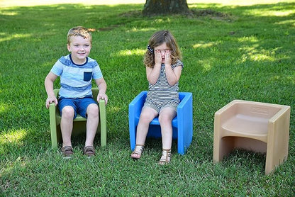 Children's Factory 3-in-1 Cube Chair for Kids, Flexible Seating Classroom Furniture, 1-Pack, Sky Blue - LeafyLoom