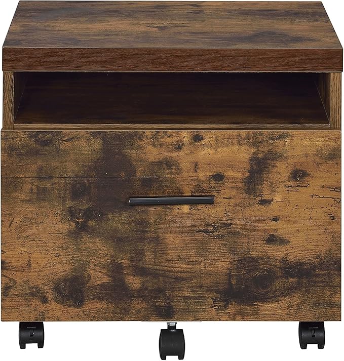 Acme Bob 1-Drawer Wooden File Cabinet in Weathered Oak - LeafyLoom