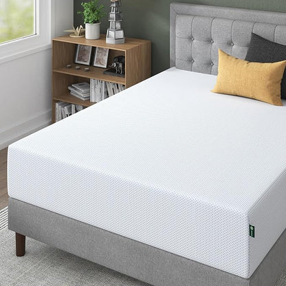 ZINUS 12 Inch Green Tea Cooling Gel Memory Foam Mattress, Queen, Fiberglass Free, Cooling Gel Foam, Pressure Relieving, CertiPUR-US Certified, Mattress in A Box, White - LeafyLoom