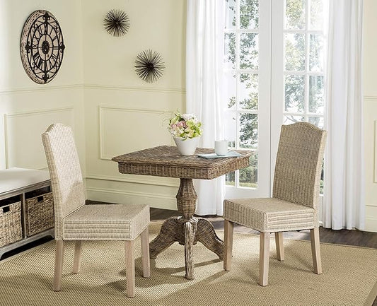 Safavieh Home Collection Odette Grey Wicker Dining Chair - LeafyLoom