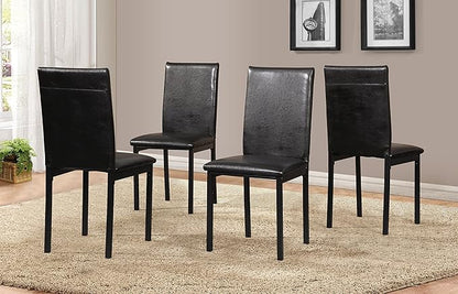 Roundhill Furniture Noyes Faux Leather Metal Frame Dining Chair, Set of 4, Black - LeafyLoom