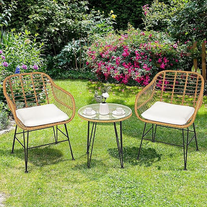 Bistro Table and Chairs Set of 2, OneSize, Pale Brown - LeafyLoom