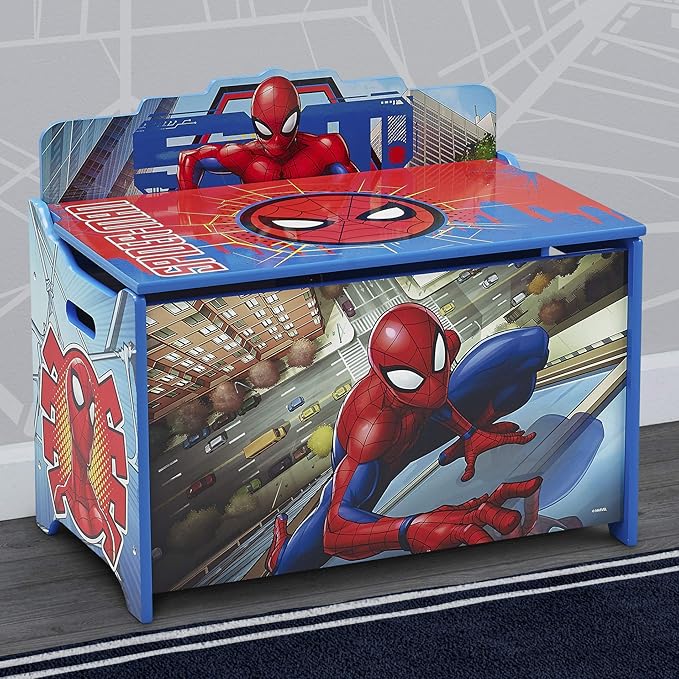 Delta Children Deluxe Toy Box, Spider-Man - LeafyLoom