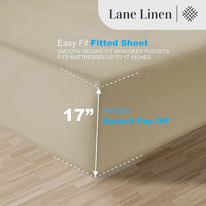 LANE LINEN 100% Egyptian Cotton Bed Sheets - 1000 Thread Count 3-Piece Twin Sheets Set, Long Staple Cotton Bedding Sheets, Sateen Weave, Luxury Hotel Sheets, Fits Upto 16' Mattress - Linen - LeafyLoom