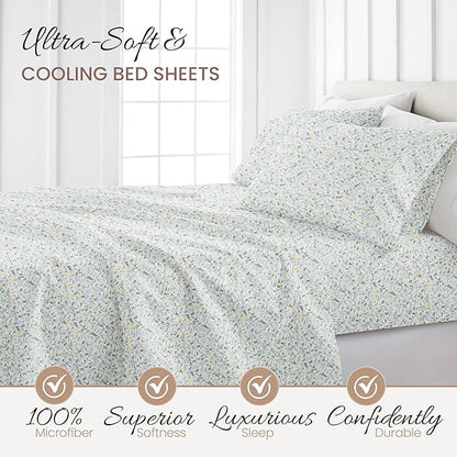 Linen Market 3 Piece Twin Bedding Sheet Set (Light Blue Floral) - Sleep Better Than Ever with These Ultra-Soft & Cooling Bed Sheets for Your Twin Size Bed - Deep Pocket Fits 16" Mattress - LeafyLoom