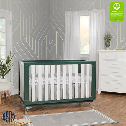 Sweetpea Baby Ultra Modern 4-in-1 Convertible Crib in Green in Olive, Greenguard Gold Certified , 58.5x30x47 Inch (Pack of 1) - LeafyLoom