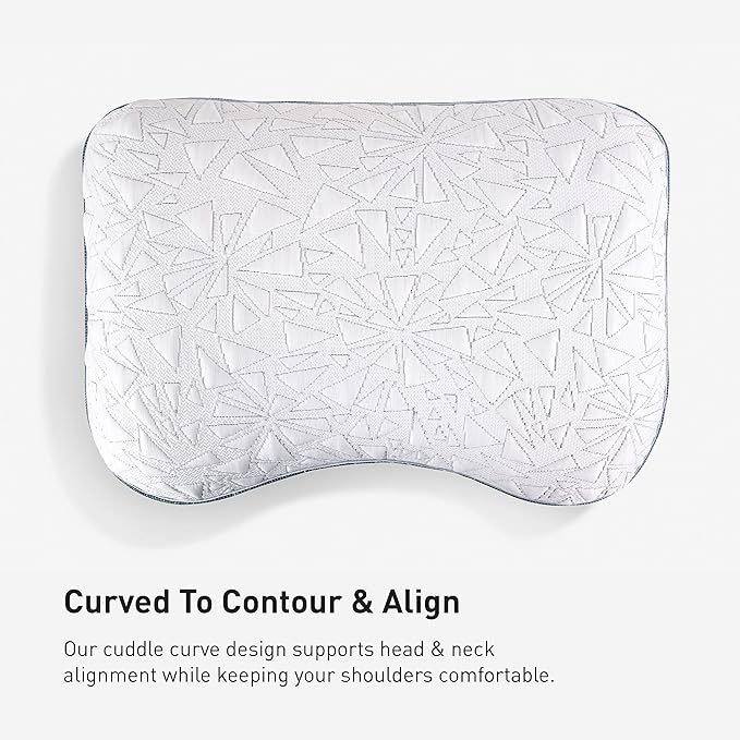 Bedgear Storm Cuddle Curve Performance Pillow - Size 3.0 - Cooling Bed Pillow for Side Sleepers - Medium Firm - Hypoallergenic, Washable and Removable Cover - LeafyLoom