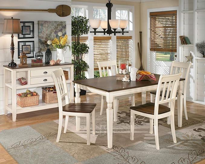 Signature Design by Ashley Whitesburg Cottage Rake Back Dining Chair, Set of 2, Brown & Off-White - LeafyLoom