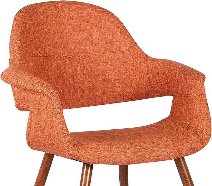 Armen Living Phoebe Mid-Century Modern Fabric Upholstered Dining Chair for Kitchen Table Office Desk Vanity, 24D x 25W x 33H Inch, Orange - LeafyLoom