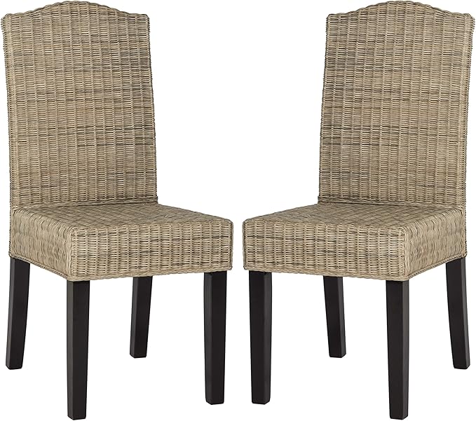 Safavieh Home Collection Odette Grey Wicker Dining Chair - LeafyLoom